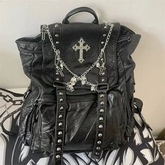 Rivet Chain Leather Backpack Pinterest Pretty, Gothic Kawaii, Summer Styling