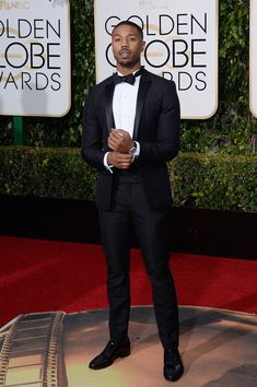 Michael B Jordan Tuxedo, Black Man Tuxedo, Men Black Tuxedo, Black Tuxedo For Men, Black Men In Suits, Mens Black Tuxedo, Michael Bakari Jordan, Erik Killmonger, Golden Globes Red Carpet