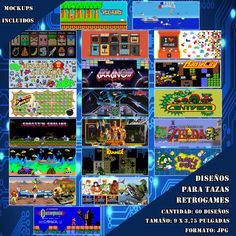 an advertisement for the video game mega man, which features many different screens and games