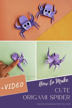 How to Make Paper Spider Insect Origami, Origami Spider, Spider Video, Origami Halloween, Paper Spider, September Crafts, Spider Crafts