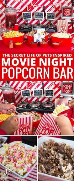 the movie night popcorn bar is ready to be eaten