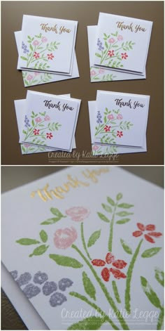 some cards with flowers and thank you written on them