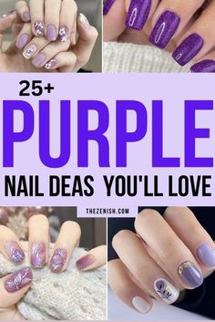 Simple Nail Designs For Spring, French Tip Nails Spring, Neon Purple Nails, Spring French Tip Nails, Spring French Tip, Purple Nail Art Designs, Purple Gel Nails, Nail Art Trendy, Nail Designs For Spring