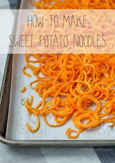 how to make sweet potato noodle noodles in the oven with text overlay that reads, how to make sweet potato noodle noodles