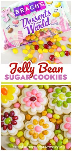 jelly bean sugar cookies with the title above it