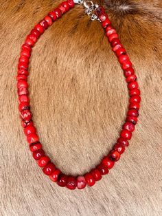 The Bessy Necklace - Red Red Coral Necklace With Wooden Beads, Artisan Red Coral Necklace With Large Beads, Red Coral Jewelry With Wooden Beads, Spiritual Red Coral Necklaces With Polished Beads, Spiritual Red Coral Necklace With Polished Beads, Rustic Large Beads For Gifts, Artisan Red Beaded Necklace With Round Beads, Artisan Red Beaded Necklace, Red Coral Necklaces With Large Beads For Gift