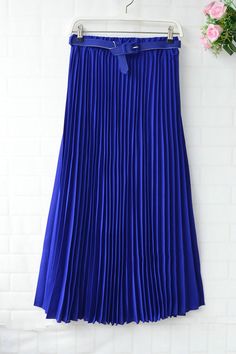 Chiffon Pleated Bohemia Long Skirt - Blue Blue Chiffon Skirt For The Beach, Blue Pleated Chiffon Maxi Skirt, Blue Chiffon Pleated Maxi Skirt, Blue Chiffon Beach Skirt, Casual Blue Chiffon Skirt, Chiffon Pleated Skirt, Dress Dark Purple, Beach Maxi Skirt, Accordion Pleats