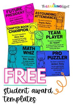 free student award templates for students to use on their own school projects and activities