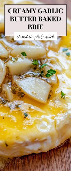 Image for Creamy Garlic Butter Baked Brie Brie For Breakfast, Uses For Brie Cheese, Garlic Bread Brie, Brie Cheese Appetizers Easy Recipes, Baked Brie And Apples, Garlic Butter Brie, Brie In Phyllo Dough