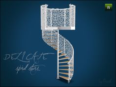 a spiral staircase is shown on a blue background