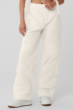 High-Waist Snowrider Puffer Pant - Ivory | Alo Yoga Puffer Pants, Pants Trend, Pant Trends, Fashion Joggers, Alo Yoga, Feel Like, Puffer, High Waist, Sleek