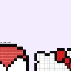 an image of two pixel art pieces with hearts on them