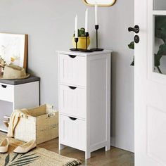 3 Drawers Floor Cabinet - FredCo International rugs furniture theFredCo FredCo Nordic Scandinavian Style, Bathroom Floor Storage Cabinet, Bathroom Floor Storage, White Storage Cabinets, Bathroom Tall Cabinet, Bathroom Floor Cabinets, Floor Cabinet, Sleek Storage, Bathroom Storage Cabinet