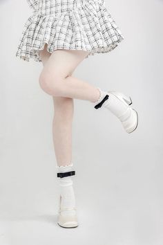 Material: CottonColor:White with Pink bow,White with Milk white bow,White with Black bow,White with Grey bow Ruffle Socks Outfit, Ruffled Socks, Happy Clothes, Ballet Core, Sock Outfits, White Bow, Black Bow, Pink Bow, Fashion Inspo Outfits