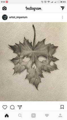 a drawing of a leaf with the words instagramm on it and an image of a