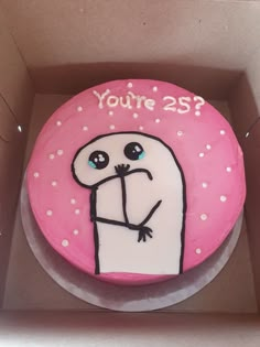 a birthday cake in a box with the words you're 25 on it