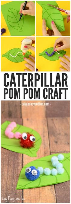 paper plate crafts for kids to make caterpillar pom - pom craft