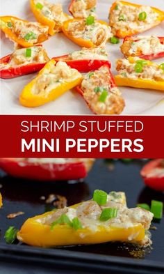 stuffed mini peppers with cheese and green onions