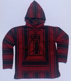 Unisex Sizing: ● Relaxed Fit- True to US Men's size ● 100% Eco Friendly - Made with our HippieYarn™ which is derived from recycled t-shirts. ● For more information, visit our Sizing Page Color: Deep Red, Black Stripes Product Information: Our Baja Hoodies aka "Drug Rugs" are all Handwoven from 100% Recycled Fibers, hand-picked to ensure the highest quality! They are made up of a cotton, polyester, and acrylic blend making them super soft to the touch and durable enough to hold up to any adventur Baja Hoodie Outfit, Crochet Poncho Free Pattern, Baja Hoodie, Recycled T Shirts, Crochet Poncho, Hoodie Outfit, Us Man, Hand Picked, Deep Red