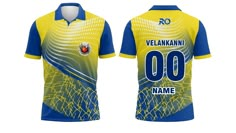 a yellow and blue soccer jersey with the number 00 on it