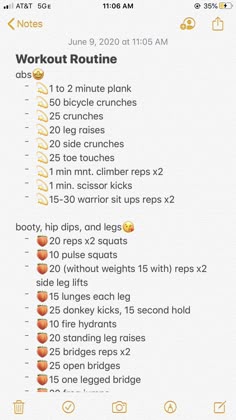 the workout routine is displayed in this screenshoto screen shot, which shows how to do