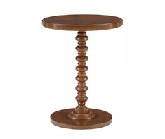 a round wooden table with two legs and an end table on one side, in the middle