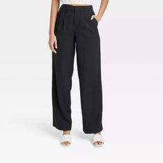 Women's High-rise Straight Trousers - A New Day™ : Target Relaxed Fit High-waisted Dress Pants With Elastic Waistband, High-waisted Relaxed Fit Dress Pants With Elastic Waistband, Versatile High-waisted Dress Pants With Elastic Waistband, Versatile High Waist Dress Pants With Elastic Waistband, Versatile Bottoms With Elastic Waistband For Work, Relaxed Fit High-waisted Workwear Pants, High Waist Belted Wide Leg Work Pants, Versatile Business Casual Dress Pants With Elastic Waistband, Modern Bottoms With Pockets For Daywear