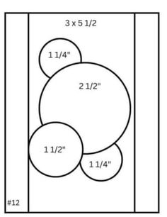 the measurements for an area with three circles