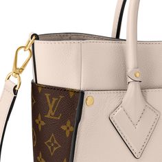 LOUIS VUITTON® - On My Side Mm - Greige Louis Vuitton On My Side, Luxury Bags Collection, Handbags Louis Vuitton, Magnetic Lock, Louis Vuitton Official, My Side, Louis Vuitton Handbags, Monogram Canvas, Cowhide Leather