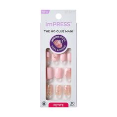 KISS imPRESS Nails, This Feeling Kiss Nails Kit, Almond Blue Nails, Short Coffin Nails Designs, Easy Manicure, Impress Nails, Nail Beds, Short Coffin, Nails Kit, Kiss Nails