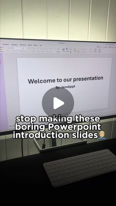 a computer screen with the words stop making these boring powerpoint instruction slides on it