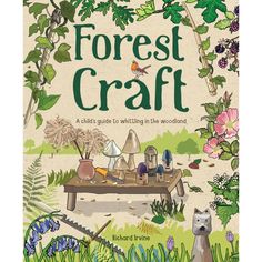 the book cover for forest craft, featuring an image of a table with various items on it