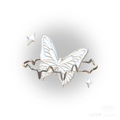 a white butterfly brooch with stars on it