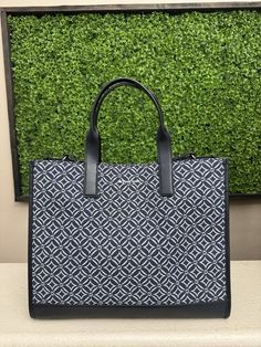 #ad Premium Quality Michael Kors Cooper Denim Logo Jacquard Structured Tote Bag, Fashion Bags