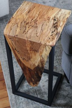 Live Edge Spalted Maple Waterfall 12 C Table Live Edge End Table, C Table, Spalted Maple, Hand Crafted Furniture, Natural Phenomena, Custom Table, Table Legs, Live Edge, Living Room Inspiration