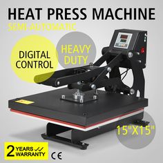 the heat press machine is shown with instructions