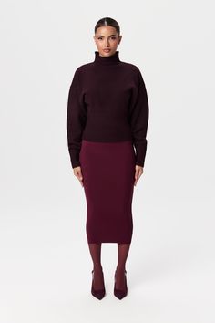 Our versatile midi skirt is crafted with a high and elasticized waist, and a body sculpting silhouette. A must-have for the office, date night, and so much more. Formulated with a buttery-soft feel and high stretch that feels as good as being Naked. Naked Collection Import 75% Nylon, 25% Spandex Double-lined Model wears size XS True to size High Waist Midi Skirt, Skirts Midi High Waisted, Swim Shop, Body Sculpting, Womens Size Chart, Lace Knitting, Sweater Top, Ribbed Knit, The Office