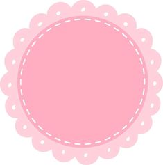 a pink circle with white stitching around it