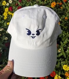 If you love Stray Kids and therefore Skzoo, this was made for you. Perhaps the CUTEST way to rep your bias in a subtle way. This is made from a 100% chino cotton twill white cap.  If you have more than one bias (which who doesn't), or want to match with someone else, I do have the whole skzoo collection up in my shop! Most members I have as both a cap and a bucket hat, so whatever you need, I have covered.  This product is made especially for you as soon as you place an order, which is why it takes us a bit longer to deliver it to you. Making products on demand instead of in bulk helps reduce overproduction, so thank you for making thoughtful purchasing decisions! Cute Hats With Embroidered Logo And Curved Brim, White Casual Hat As Gift, Cute White Hat With Curved Brim, Cute Baseball Cap With Embroidered Logo And Curved Brim, Cute White Baseball Cap With Curved Brim, White Novelty Hat As A Gift, White Novelty Hat For A Gift, Novelty White Hat For Gift, White Curved Brim Baseball Cap As A Gift