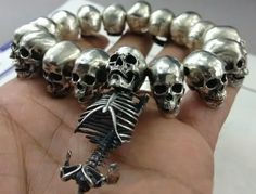 Scary Accessories, Skeleton Bracelet, Gothic Jewellery, Jewelry Gothic, Biker Jewelry, Goth Jewelry, Skull Bracelet, Unusual Jewelry, Skull Jewelry