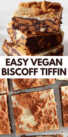 This vegan Biscoff tiffin is a tasty twist on a Scottish classic. It's an easy to make, no-bake treat that everyone will love. Vegan Tray, Vegan Traybake, Biscoff Biscuits, Tray Bake, No Bake, Biscuits, Tray, Twist, Dessert