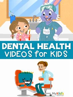 Five YouTube dental health videos for kids. Videos teach how to brush and floss teeth, who a dentist is, and what happens during a dental visit. Kids Dental Health, Kids Dentist