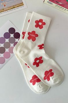 Sweet Pink Aesthetic Socks red flower socks, pink socks, aesthetic socks cute socks Sandy Liang Socks, Trendy Red Cotton Socks, Cute Red Cotton Socks, Pink Sweet Socks For Spring, Red Cotton Socks For Spring, Cute Red Socks For Gifts, Cute Cotton Socks For Spring, Fun White Summer Socks, Sweet White Socks For Spring