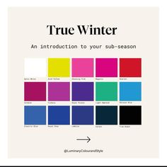 the true winter color scheme is shown with an arrow pointing to it's colors