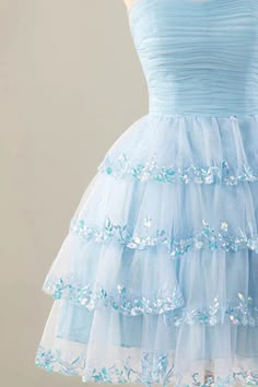 Strapless chiffon ruffle back to school dress 8th Grade Formal Dresses For Teens Fancy, Light Teal Homecoming Dresses, Winfo Dresses Short, Blue Corset Dress Short, Sweethearts Dance Dresses, Fancy Dresses For Teens, Winter Formal Dresses For Teens, Light Blue Hoco Dress Short, Light Blue Aesthetic Outfit