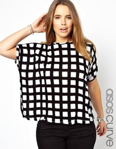 ASOS Curve Exclusive Boxy Tee in check print Snap Fashion, Boxy Tee, Window Pane, Plus Size Style, Asos Curve, Plus Size Womens Clothing, Curvy Outfits, Latest Outfits, Cut Shirts