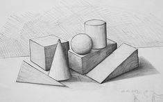 a pencil drawing of some shapes