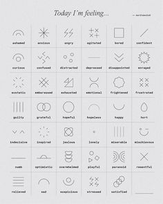 an image of some type of symbols that can be used to describe something or someone's feelings