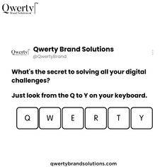 a keyboard with the words qwerty brand solutions on it and an image of a key