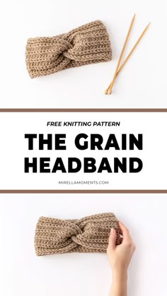 the crochet headband is made with yarn and has two knitting needles in it